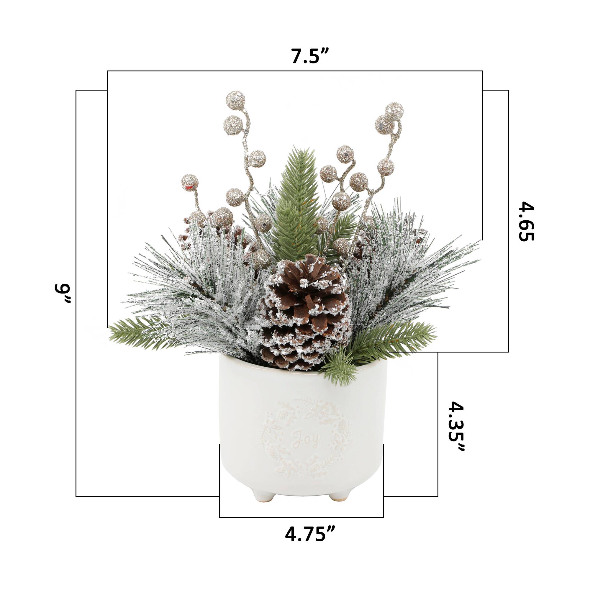 Christmas Mix In Ceramic Joy Wreath Footed Pot